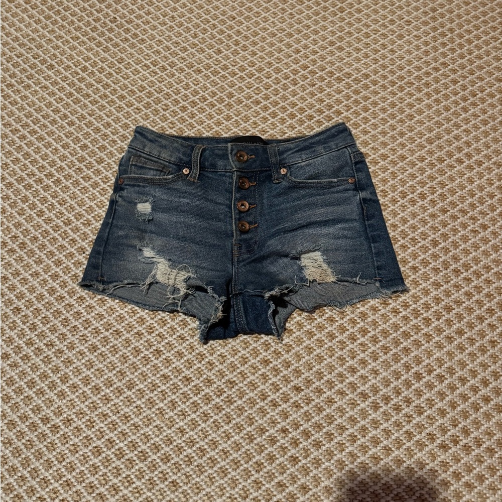 Kendall & Kylie Dark Blue Distressed Jean Shorts